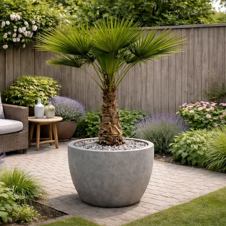 chinese waaierpalm in tuin