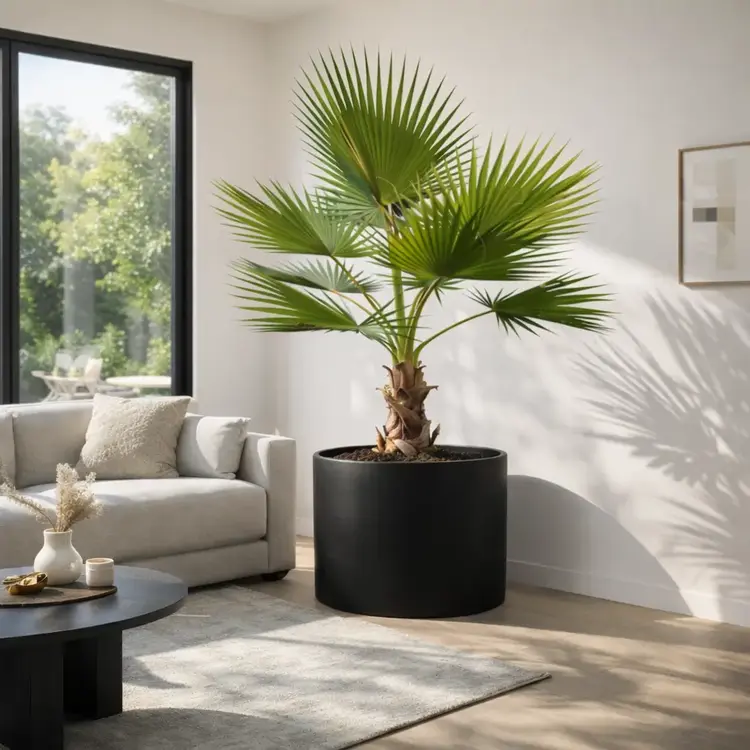 mexicaanse waaierpalm in zwarte pot